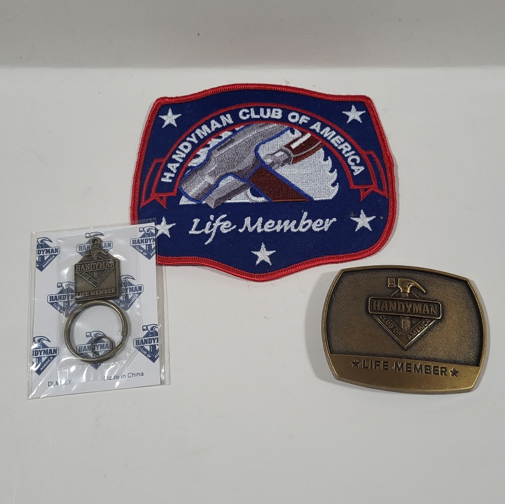 Vintage Handyman Club of America Keychain, Belt Buckle & Patch all new